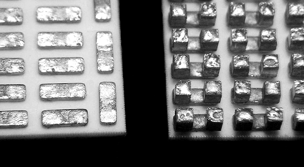 Close-up of inside of a thermoelectric module.